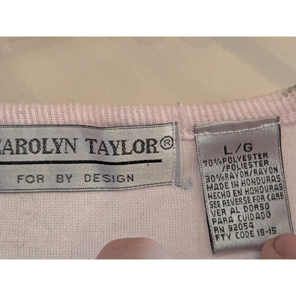 Carolyn Taylor Pink Floral Button Front Short Sleeve Top Size Large - Picture 3 of 3